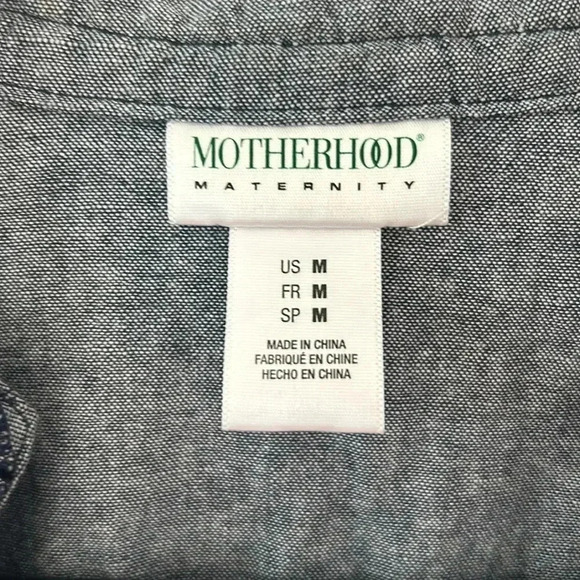 Motherhood Maternity Chambray Ruffle Dress with Tan & Brown Belt, size Medium - Picture 5 of 8